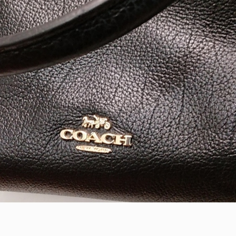 Coach Black Leather Shoulder Bag with Gold Chain#new Strap Add - Picture 11 of 11